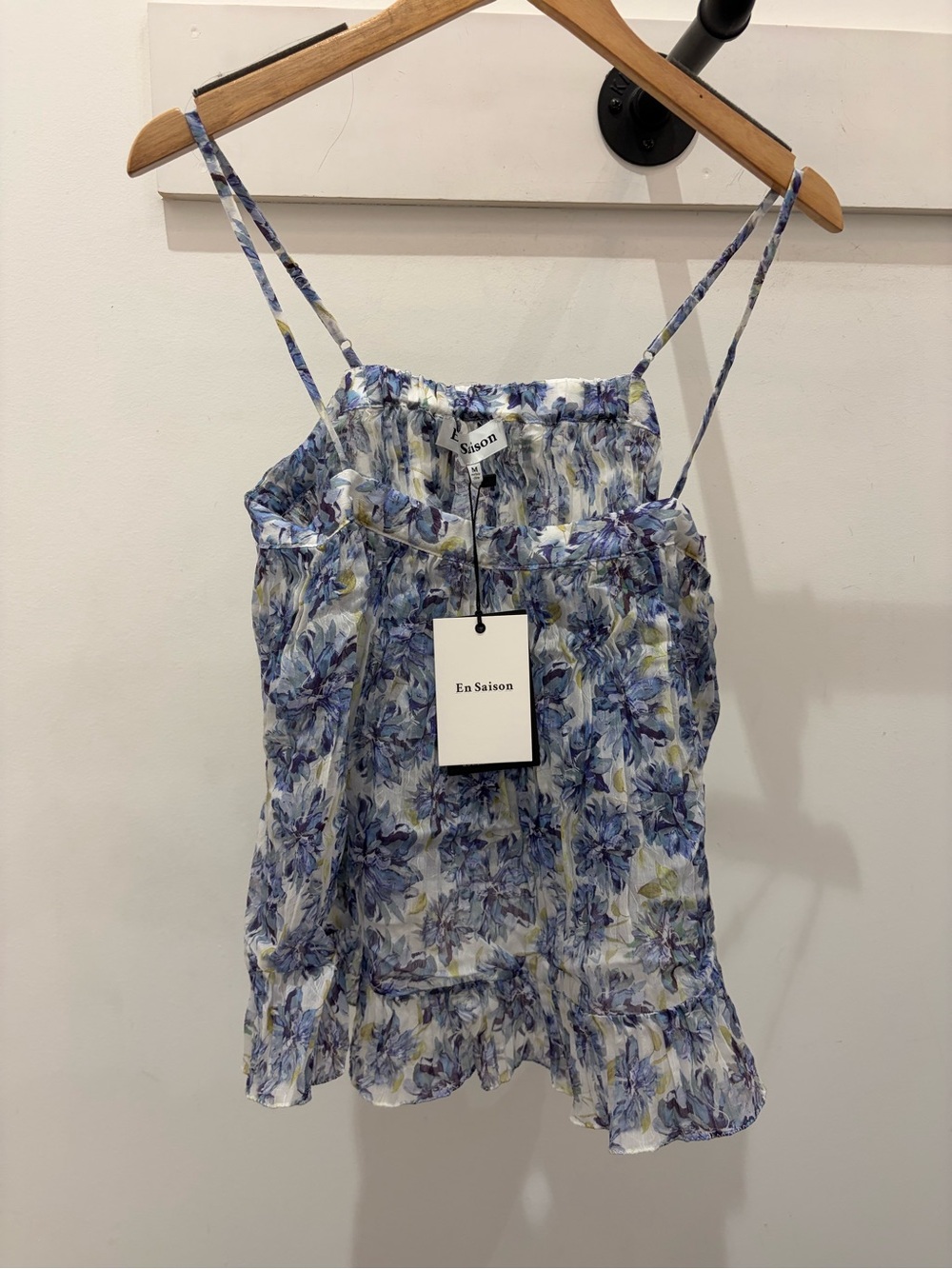 En Saison Blue Floral Spaghetti-Strap Cami with Ruffle Hem PM